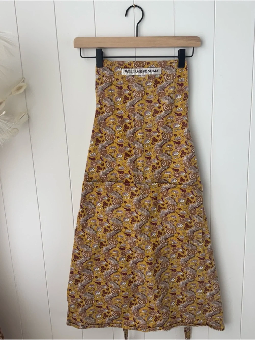 Williams Sonoma Yellow Floral Pumpkin Fall Autumn Cotton Adult Apron‎